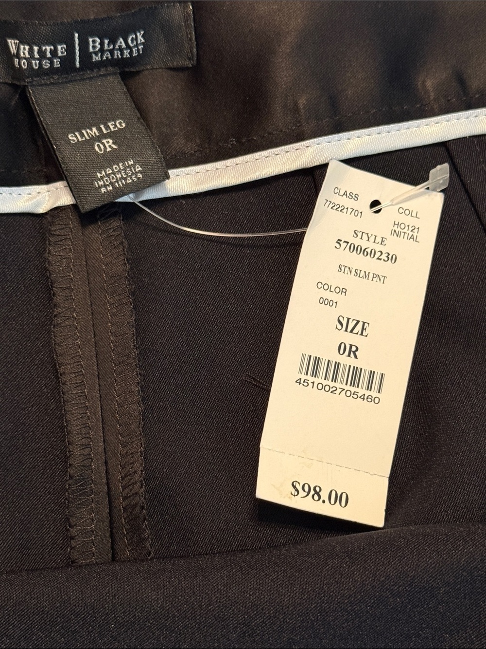 WHBM NEW Satin Slim Leg Pants Black Size 0R - Picture 8 of 11